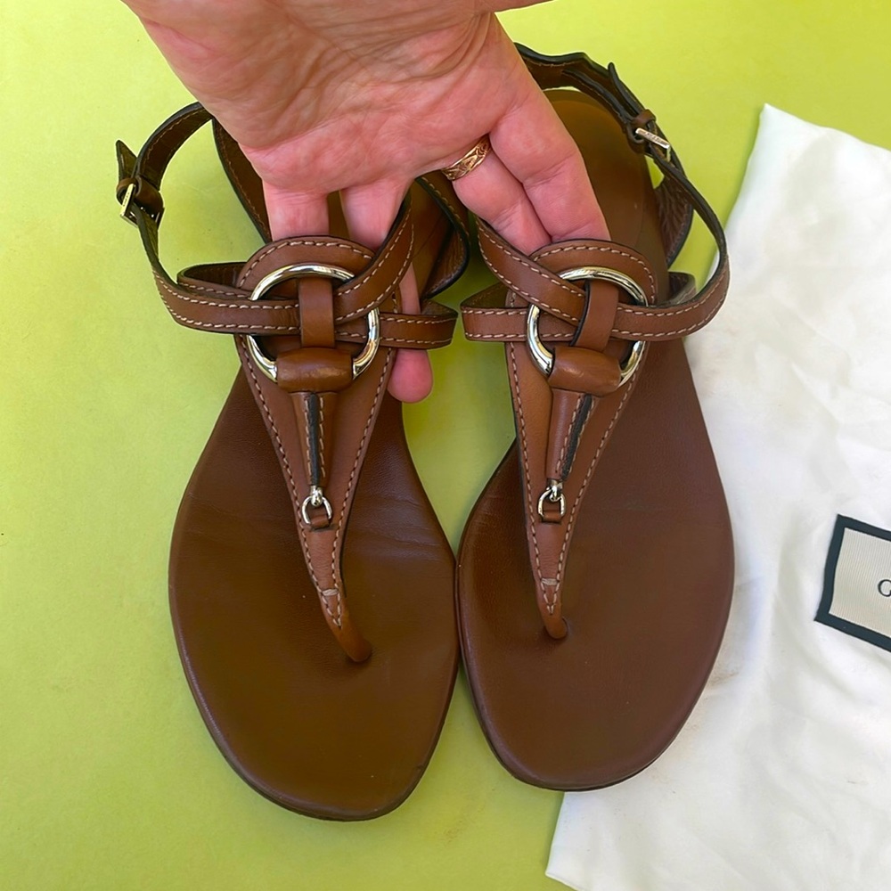 Gucci Vintage brown/silver all leather shoes with dust bag